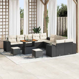 vidaXL Tuinbank Set met kussen 13 pcs Zwart poly rattan