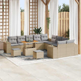 vidaXL Tuinbank Set met kussen 13 pcs Zwart poly rattan