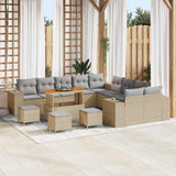 vidaXL Tuinbank Set met kussen 13 pcs Zwart poly rattan