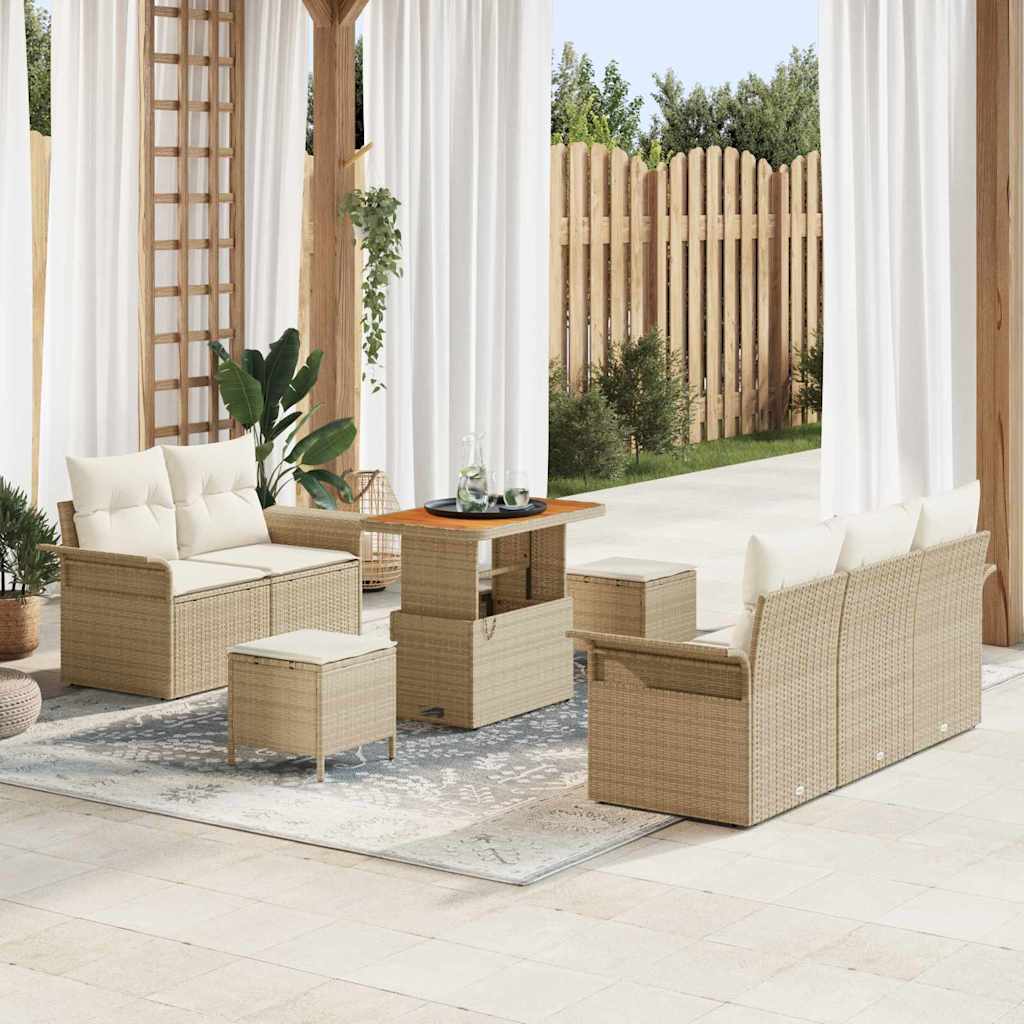 vidaXL Garden Sofa Set with cushions 8 pcs Black poly rattan