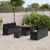 vidaXL Tuinbank Set met kussen 9 pcs Zwart poly rattan