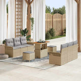 vidaXL Tuinbank Set met kussen 9 pcs Zwart poly rattan