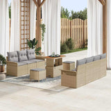 vidaXL Tuinbank Set met kussen 10 pcs Zwart poly rattan