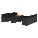vidaXL Garden Sofa Set with cushions 11 pcs Black poly rattan