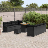 vidaXL Garden Sofa Set with cushions 11 pcs Black poly rattan
