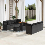 vidaXL Garden Sofa Set with cushions 11 pcs Black poly rattan