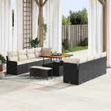 vidaXL Garden Sofa Set with cushions 11 pcs Black poly rattan