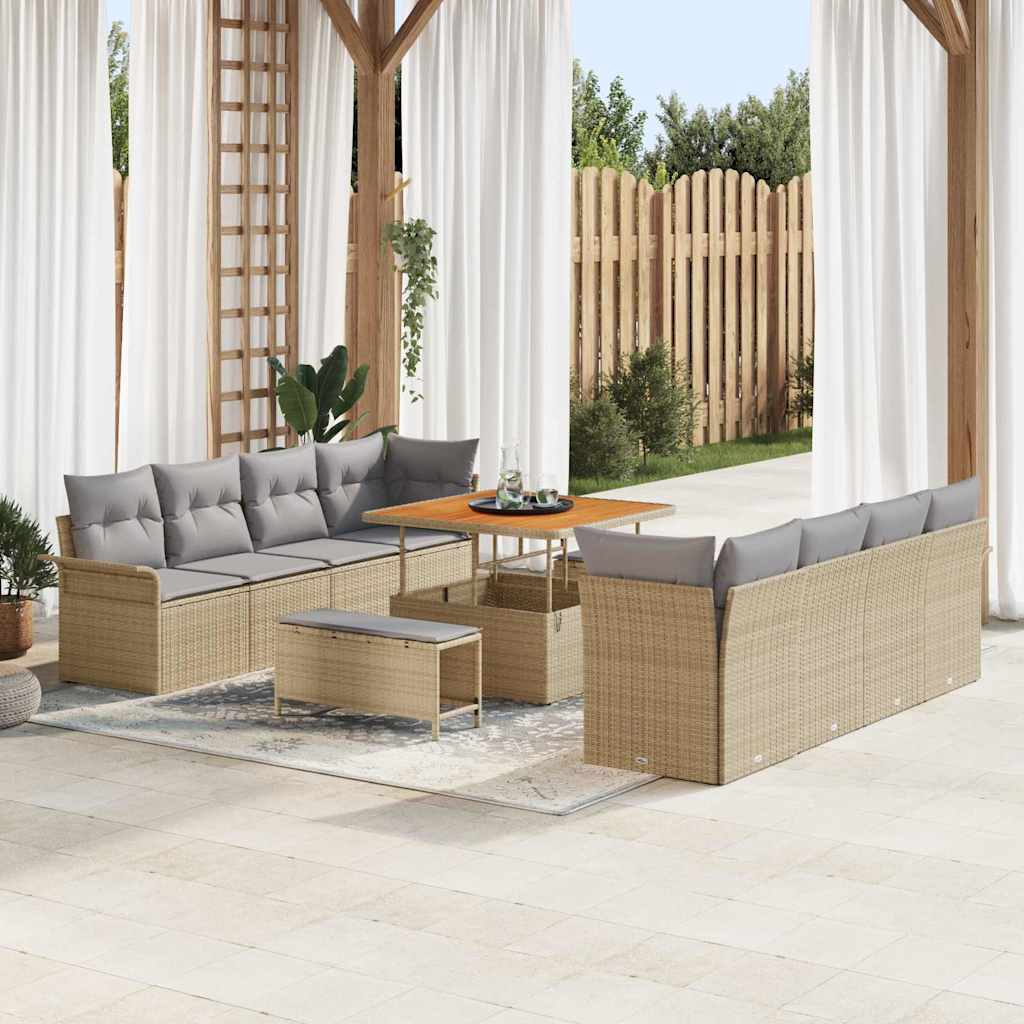 vidaXL Garden Sofa Set with cushions 11 pcs Black poly rattan
