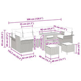 vidaXL Tuinbank Set met kussen 10 pcs Zwart poly rattan