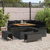 vidaXL Garden Sofa Set with cushions 8 pcs Black poly rattan