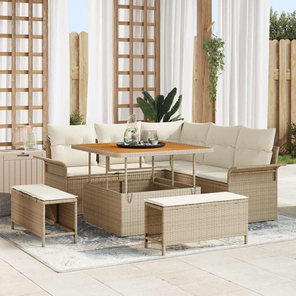 vidaXL Garden Sofa Set with cushions 8 pcs Black poly rattan
