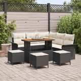 vidaXL Garden Sofa Set with cushions 8 pcs Black poly rattan