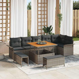 vidaXL Tuinbank Set met kussen 9 pcs Zwart poly rattan