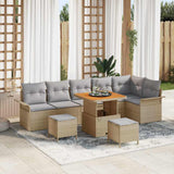 vidaXL Tuinbank Set met kussen 9 pcs Zwart poly rattan