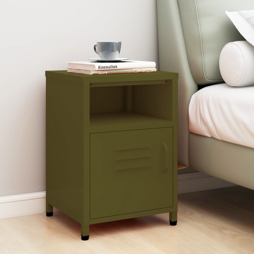 vidaXL Nachtkastjes 2 st 35x35x51 cm staal mosterdgeel