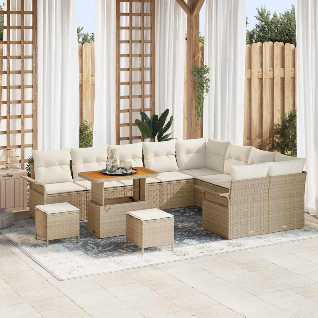 vidaXL Tuinbank Set met kussen 12 pcs Zwart poly rattan
