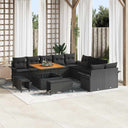 vidaXL Tuinbank Set met kussen 13 pcs Zwart poly rattan