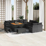 vidaXL Tuinbank Set met kussen 13 pcs Zwart poly rattan