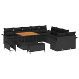 vidaXL Tuinbank Set met kussen 13 pcs Zwart poly rattan