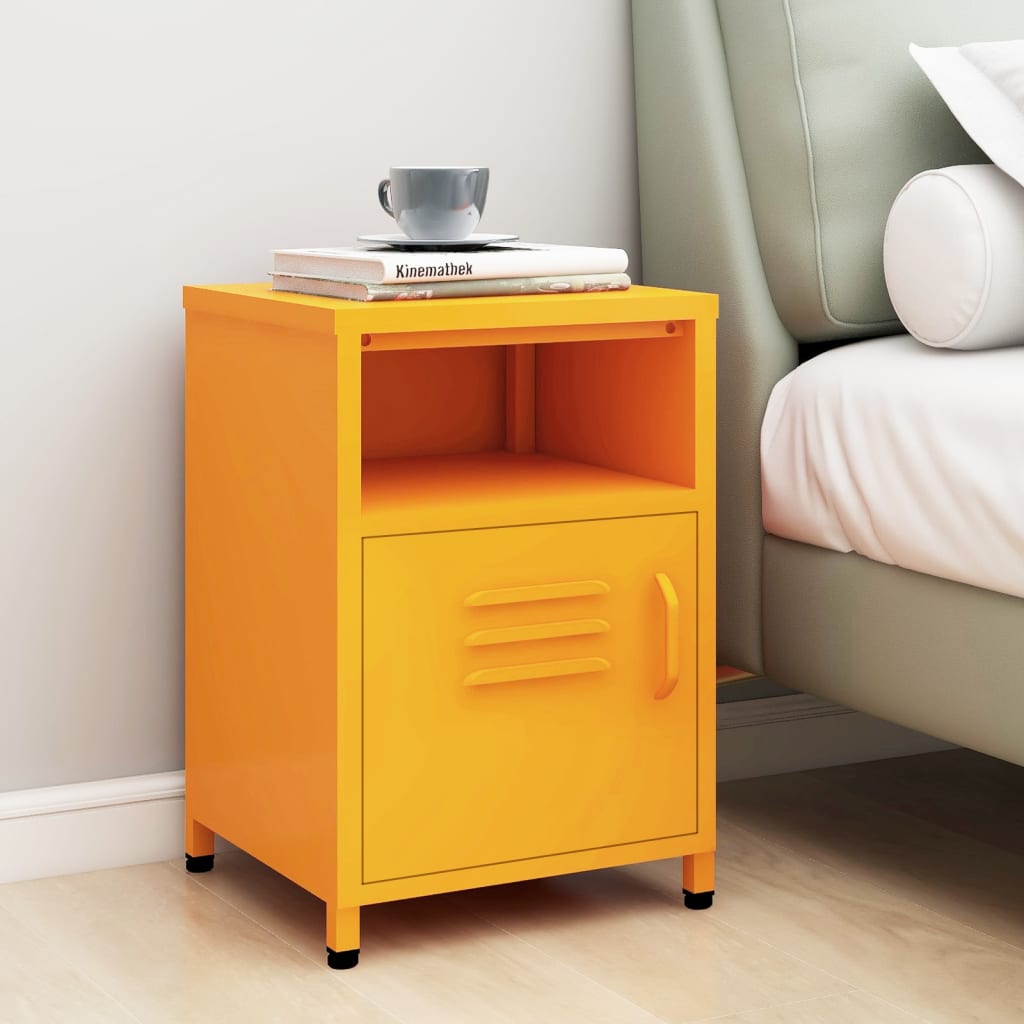 vidaXL Nachtkastjes 2 st 35x35x51 cm staal mosterdgeel