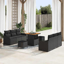 vidaXL Tuinbank Set met kussen 9 pcs Zwart poly rattan