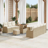 vidaXL Tuinbank Set met kussen 10 pcs Zwart poly rattan