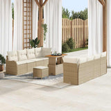 vidaXL Tuinbank Set met kussen 11 pcs Zwart poly rattan