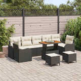 vidaXL Tuinbank Set met kussen 10 pcs Zwart poly rattan
