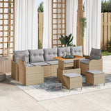 vidaXL Tuinbank Set met kussen 10 pcs Zwart poly rattan