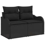 vidaXL Tuinbank Set met kussen 8 pcs Zwart poly rattan