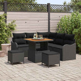 vidaXL Tuinbank Set met kussen 8 pcs Zwart poly rattan