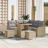 vidaXL Tuinbank Set met kussen 8 pcs Zwart poly rattan