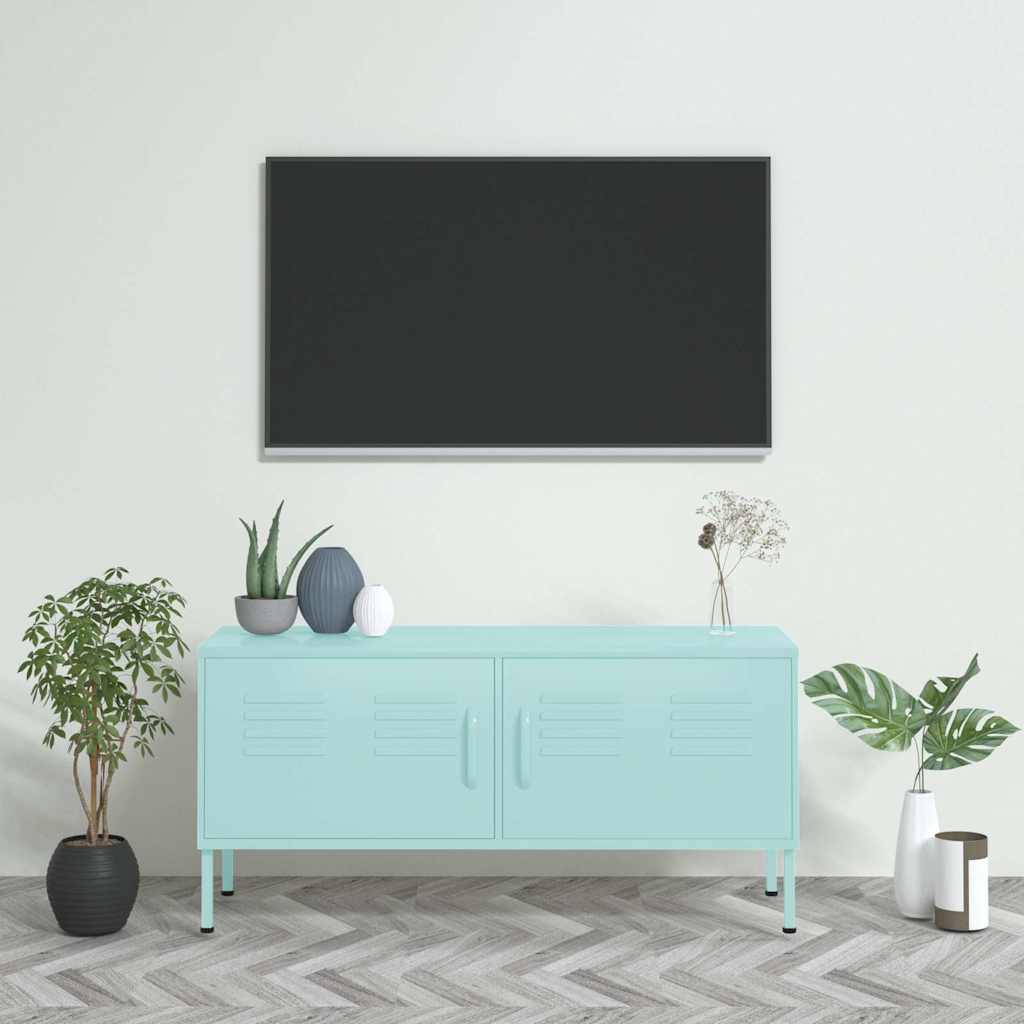 vidaXL TV Cabinet 105x35x50 cm Steel Olive Green