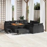 vidaXL Tuinbank Set 13 pcs Zwart poly rattan