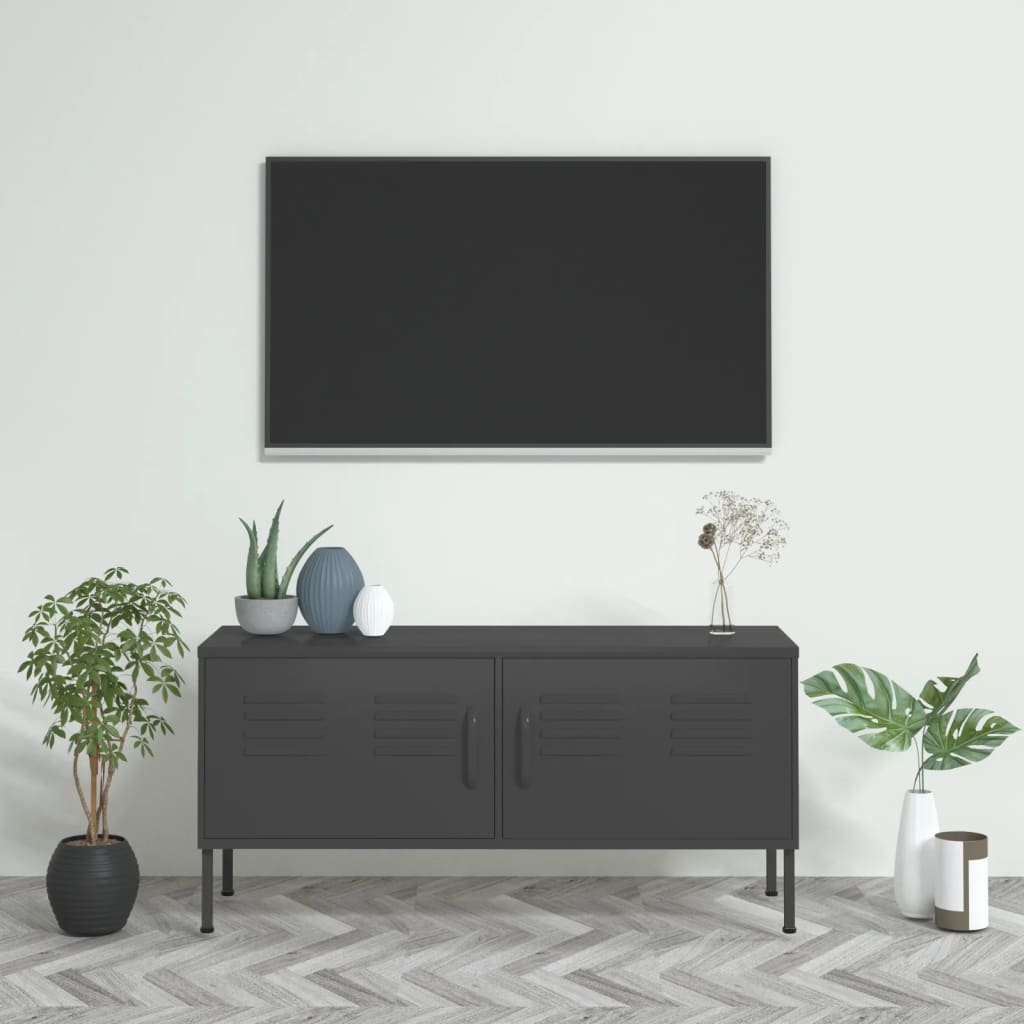 vidaXL TV Cabinet 105x35x50 cm Steel Olive Green