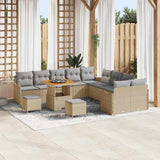 vidaXL Tuinbank Set 13 pcs Zwart poly rattan