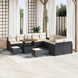 vidaXL Tuinbank Set 13 pcs Zwart poly rattan