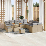 vidaXL Tuinbank Set 13 pcs Zwart poly rattan
