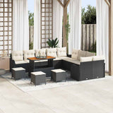 vidaXL Tuinbank Set 13 pcs Zwart poly rattan