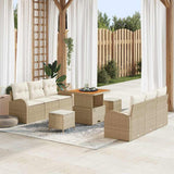 vidaXL Garden Sofa Set with Cushions 9 pcs Black poly rattan