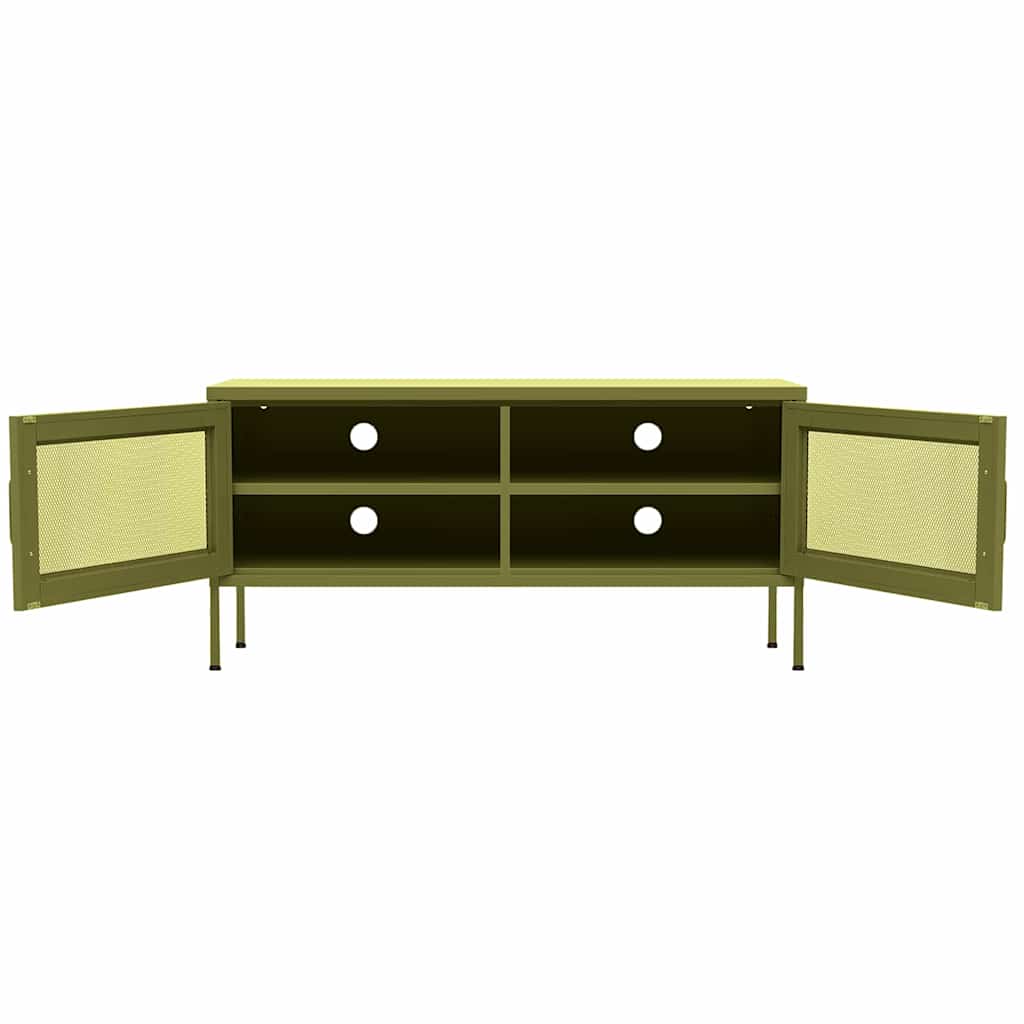 vidaXL Tv-meubel 105x35x50 cm staal olijfgroen