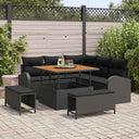vidaXL Tuinbank Set met kussen 8 pcs Zwart poly rattan