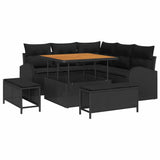 vidaXL Tuinbank Set met kussen 8 pcs Zwart poly rattan