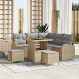 vidaXL Tuinbank Set met kussen 8 pcs Zwart poly rattan