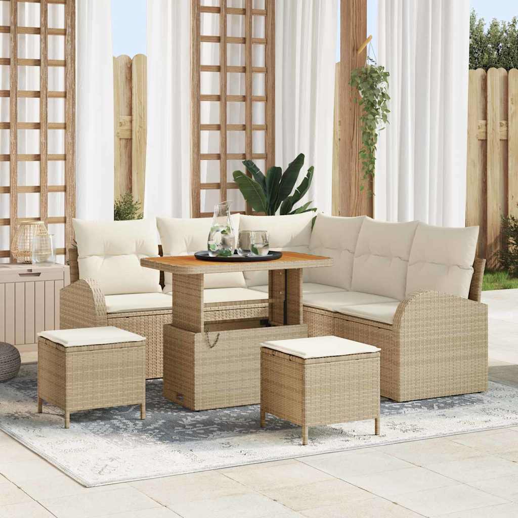 vidaXL Tuinbank Set met kussen 8 pcs Zwart poly rattan