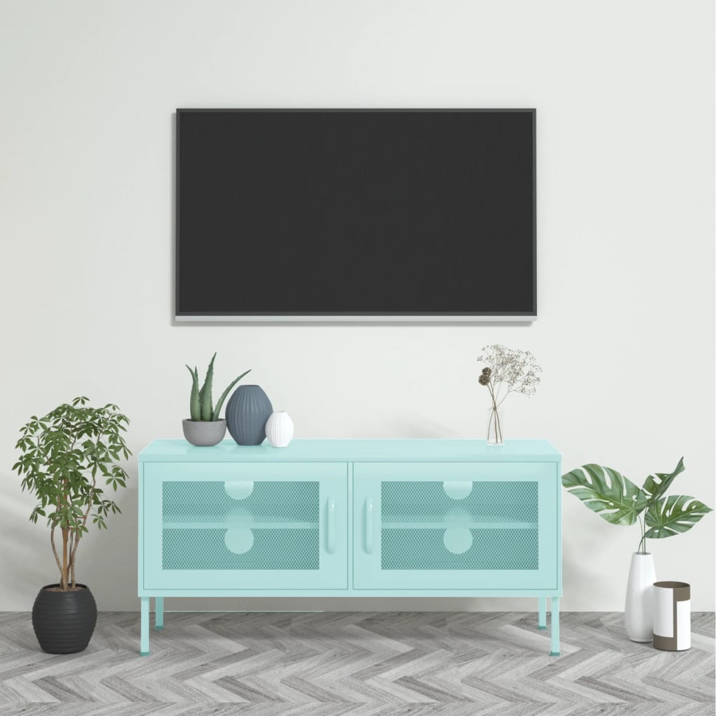 vidaXL Tv-meubel 105x35x50 cm staal olijfgroen