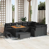 vidaXL Tuinbank Set met kussen 12 pcs Zwart poly rattan