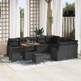 vidaXL Tuinbank Set met kussen 12 pcs Zwart poly rattan