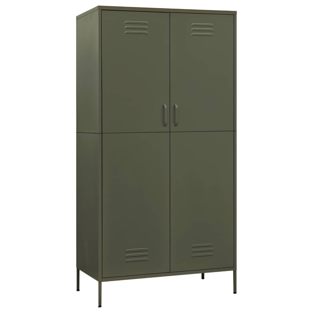 vidaXL Wardrobe 90x50x180 cm steel olive green