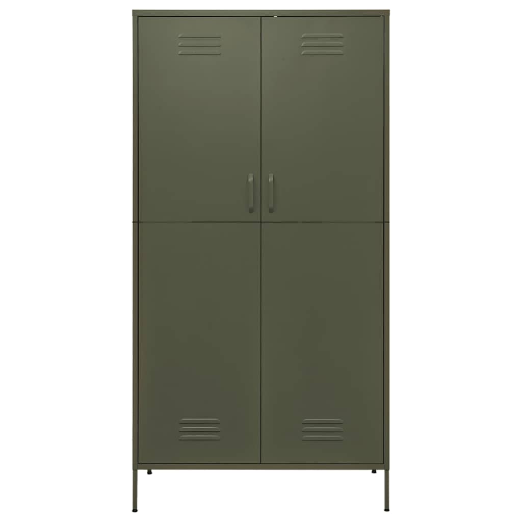 vidaXL Wardrobe 90x50x180 cm steel olive green